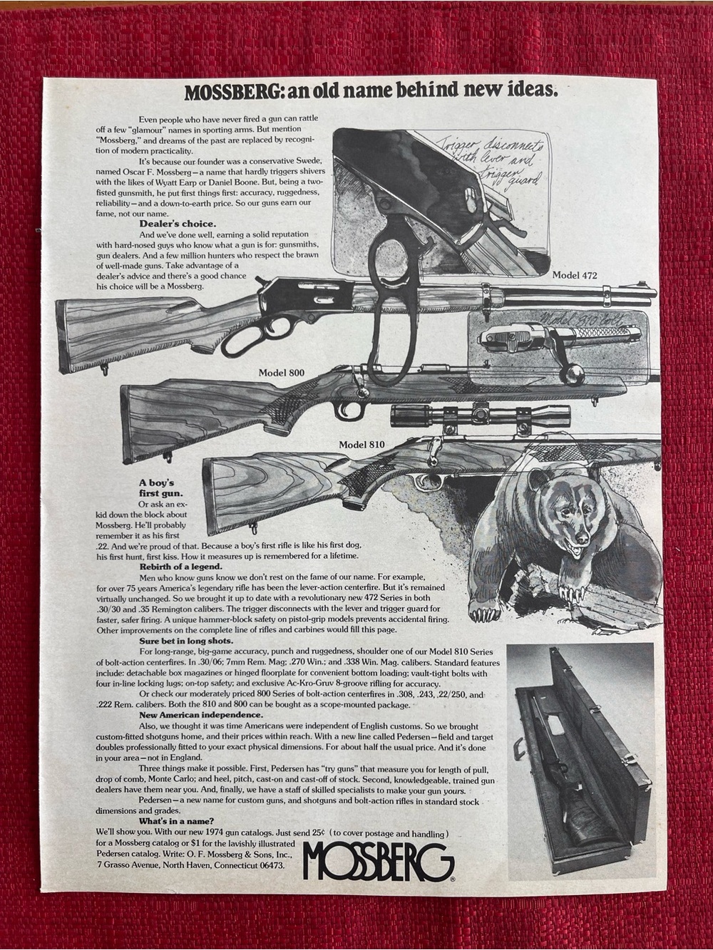 1974 Mossberg Models 472, 800, & 810 Vintage Print Ad